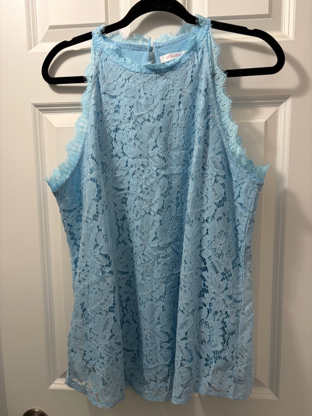 J. Adler Delicate Sky Blue Lace Sleeveless Top